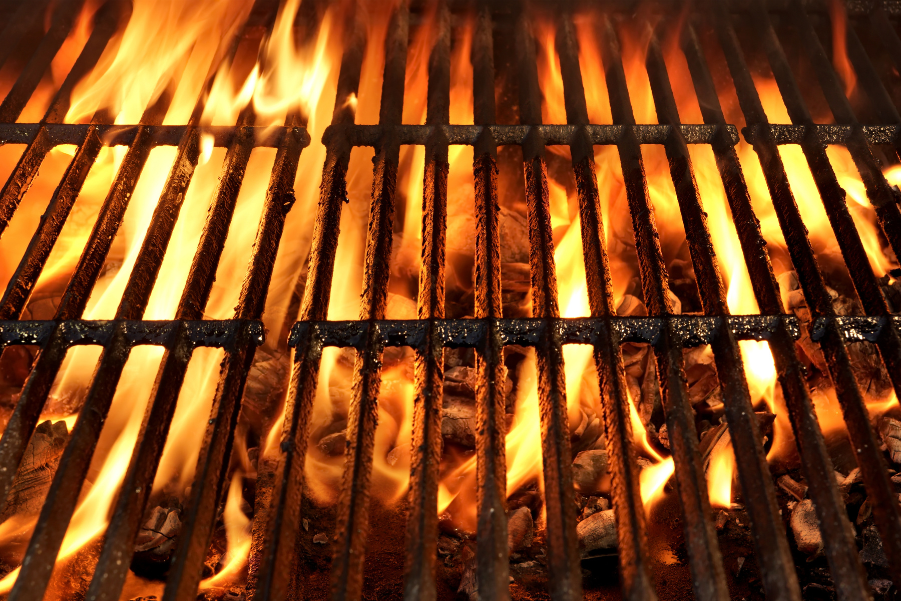 Flaming BBQ Charcoal Grill Background